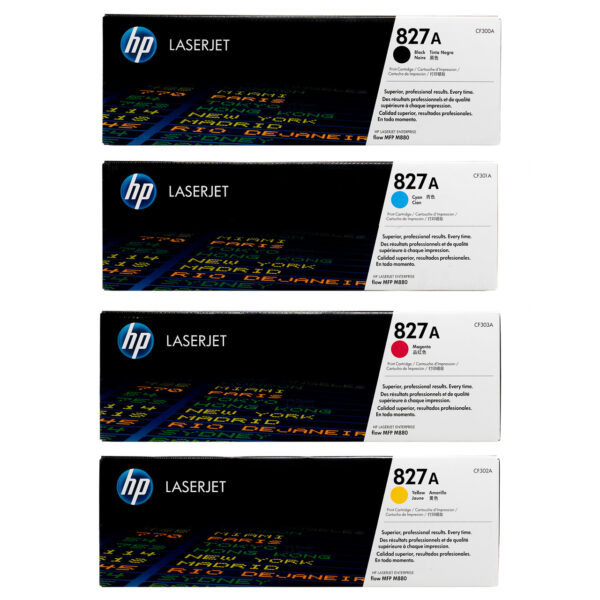 HP 827A LaserJet Toner Set (CF300A, CF301A, CF302A, CF303A) - Black, Cyan, yellow, Magenta